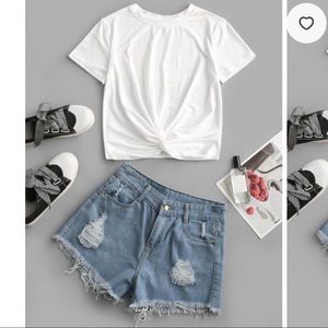 Distressed Denim Shorts